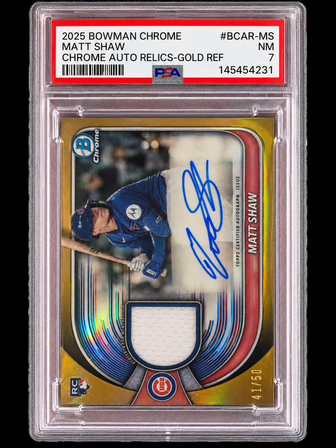 2025 Bowman Chrome Matt Shaw Auto Relic Gold Ref
